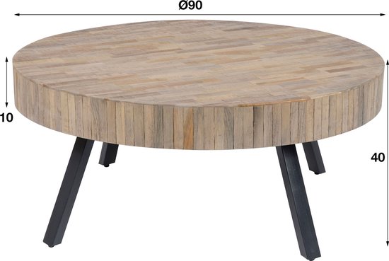 Ronde Salontafel Teca - Teak - Ø90cm | bol