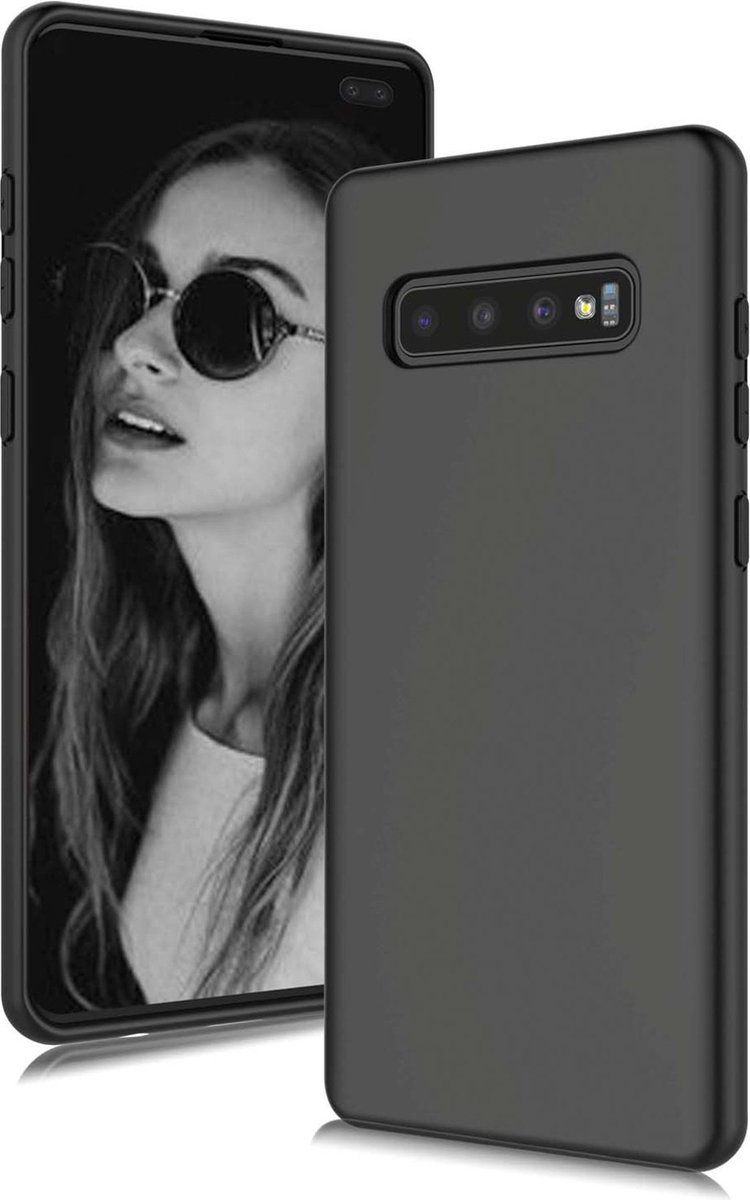 Samsung S10 Plus Hoesje Zwart Siliconen Hoes Case Cover - Samsung Galaxy S10 Plus Hoesje