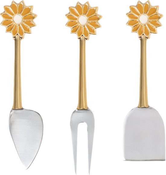 Daisy enamel cheese cutlery mustard (set/3)