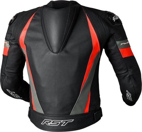 RST Tractech Evo 4 Ce Mens Leather Jacket Black Grey Flo Red 40 - Maat ...