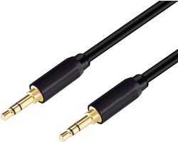 Audiokabel 3.5mm AUX Kabel - met Mini Jack aansluiting - 1 Meter - Zwart - WiseQ
