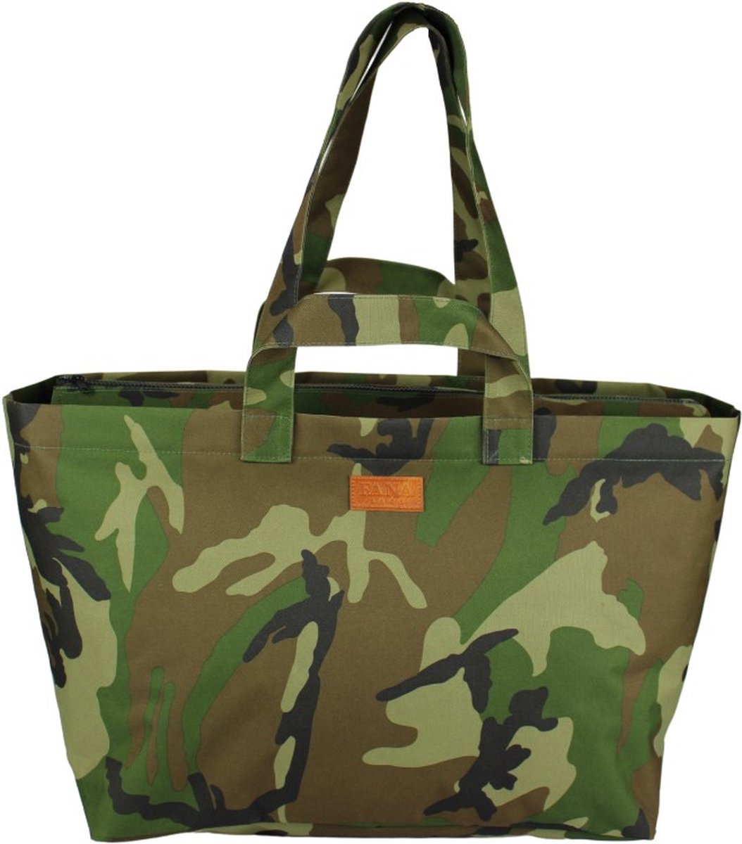Fana Bags grote shopper/reistas camouflage - Weekendtas heren - Legerprint tas - Sporttas heren/dames