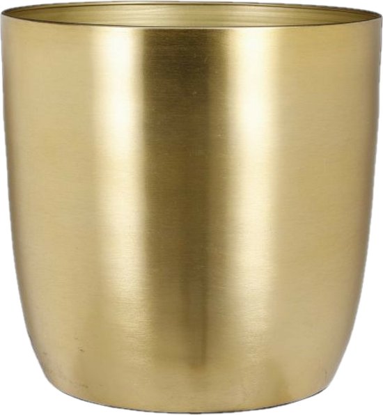 Mica - Plantenpot/bloempot set - 2x stuks - metaal - goud - D22/D24 cm