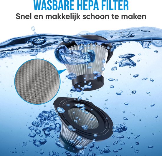 Strex Kruimeldief Draadloos & Snoerloos - Handstofzuiger voor Auto - Kruimelzuiger Nat & Droog - Mini Stofzuiger - 14000PA - HEPA Filter - LED Verlichting - Extra Krachtig - Autostofzuiger met Opzetstukken