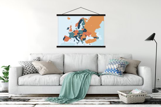 Affiche scolaire - Carte - Europe - Oranje - 150x100 cm - Lattes noires