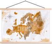 Posterhanger incl. Poster - Schoolplaat - Wereldkaart - Europa - Kleur - 150x100 cm - Blanke latten