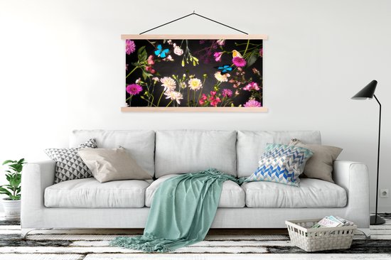 Porte-affiche avec affiche - Affiche scolaire - Nature morte - Couleurs - Fleurs - 120x60 cm - Lattes vierges