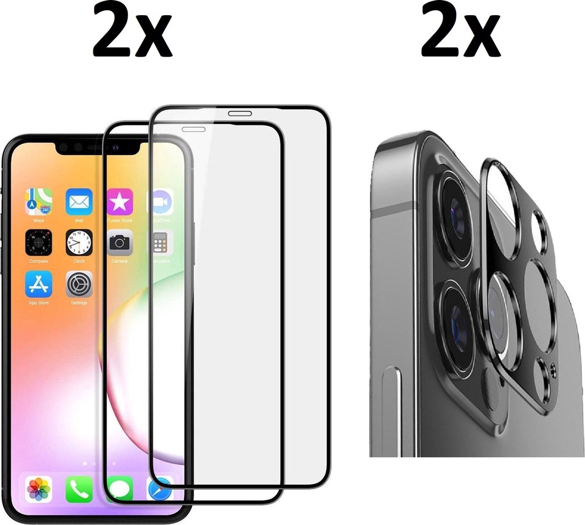 Iphone 14 Pro Max Screenprotector 2x + Camera Protector 2x - Schermbeschermer - Gehard Glas - Volledige Dekking - Compatibel met Vingerafdrukken