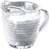 KADAX Melkkannetje van glas, melkkan met handvat, slagroomkan, kruik, saus, kleine glazen kan voor melk, room, saus, koffie, eenvoudig te reinigen, transparant (200 ml, strips)