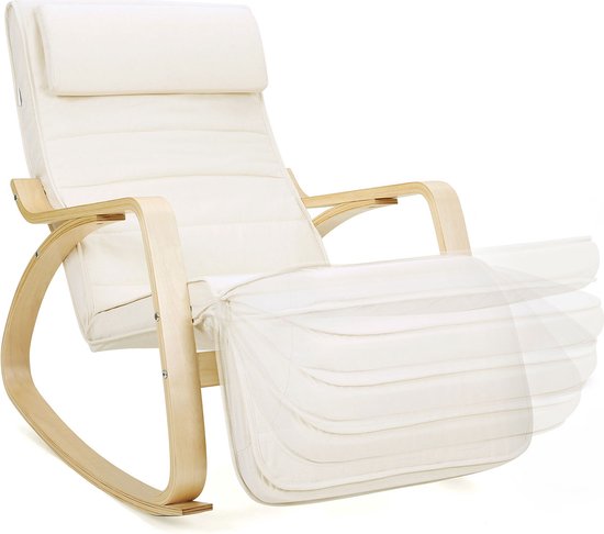 Schommelstoel voor babykamer, moderne gestoffeerde schommelstoel met schommelstoel, met hoge rugleuning voor slaapkamer, kantoor, woonkamer, gebruik met een kleine voetenbank Schommelstoel voor babykamer, moderne gestoffeerde schommelstoel met schommelstoel, met hoge rugleuning voor slaapkamer, kantoor, woonkamer, gebruik met een kleine voetenbank