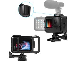 MOJOGEAR GoPro frame - behuizing geschikt voor GoPro Hero 9,10,11,12 en 13 - 2 Cold Shoe Mounts - Kunststof - Zwart