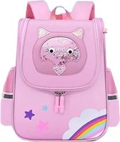 Ruime en comfortabele kinderrugtas voor basisschool met reflecterende strepen - backpack (big) - Roze Kat