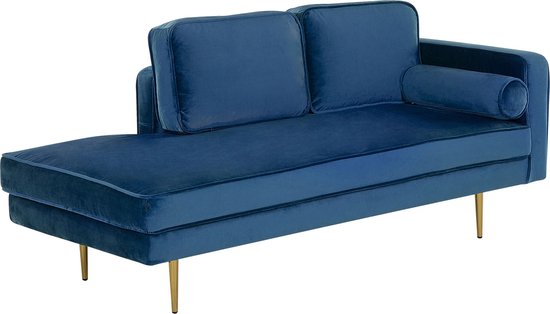 MIRAMAS - Chaise longue - Blauw - Rechterzijde - Fluweel