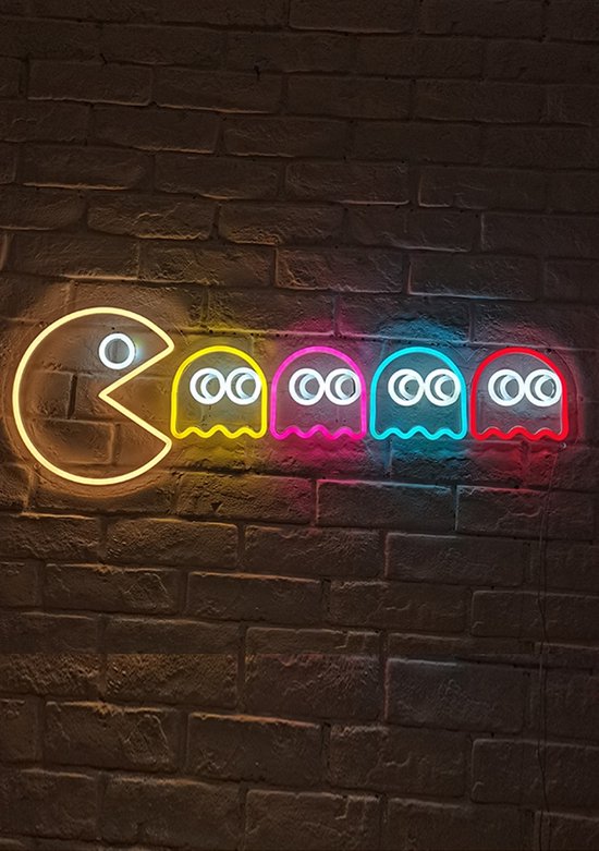 OHNO Neon Verlichting Pac Man - Neon Lamp - Wandlamp - Decoratie - Led - Verlichting - Lamp - Nachtlampje - Mancave - Neon Party - Wandecoratie woonkamer - Wandlamp binnen - Lampen - Neon - Led Verlichting - Blauw, Geel, Paars