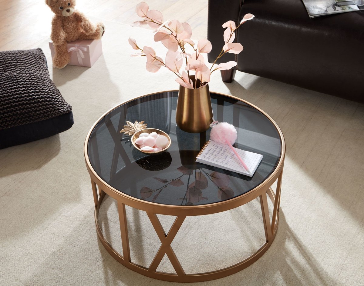 Sky Style Andora Ronde Salontafel Glas / Goud | bol.com