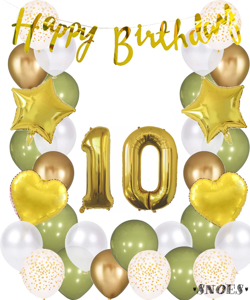 Paarse ballondecoratieset voor de 10e verjaardag van jongen