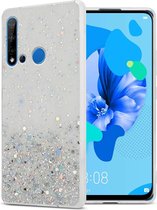 Cadorabo Hoesje geschikt voor Huawei NOVA 5i / P20 LITE 2019 in Transparant met Glitter - Beschermhoes van flexibel TPU silicone met fonkelende glitters Case Cover Etui