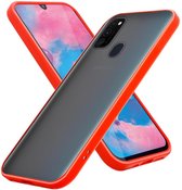 Coque Cadorabo pour Samsung Galaxy M21 / M30s en Rouge Mat - Boutons Noirs - Coque de Protection Hybride avec Intérieur en Silicone TPU et Dos en Plastique Mat