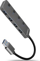 AXAGON HUE-MSA 4x USB3.2 Gen 1 SWITCH hub, metal, micro USB power IN, 20cm USB-A cable *USBAM *USBAF *MUSBBF