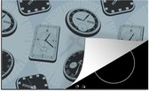 KitchenYeah® Inductie beschermer 91.6x52.7 cm - Klok - Patronen - Vintage - Kookplaataccessoires - Afdekplaat voor kookplaat - Inductiebeschermer - Inductiemat - Inductieplaat mat