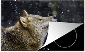 KitchenYeah® Inductie beschermer 81.2x52 cm - Wolf - Sneeuw - Bruin - Kookplaataccessoires - Afdekplaat voor kookplaat - Inductiebeschermer - Inductiemat - Inductieplaat mat