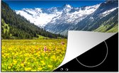 KitchenYeah® Inductie beschermer 81.6x52.7 cm - Geel veld in een vallei - Kookplaataccessoires - Afdekplaat voor kookplaat - Inductiebeschermer - Inductiemat - Inductieplaat mat