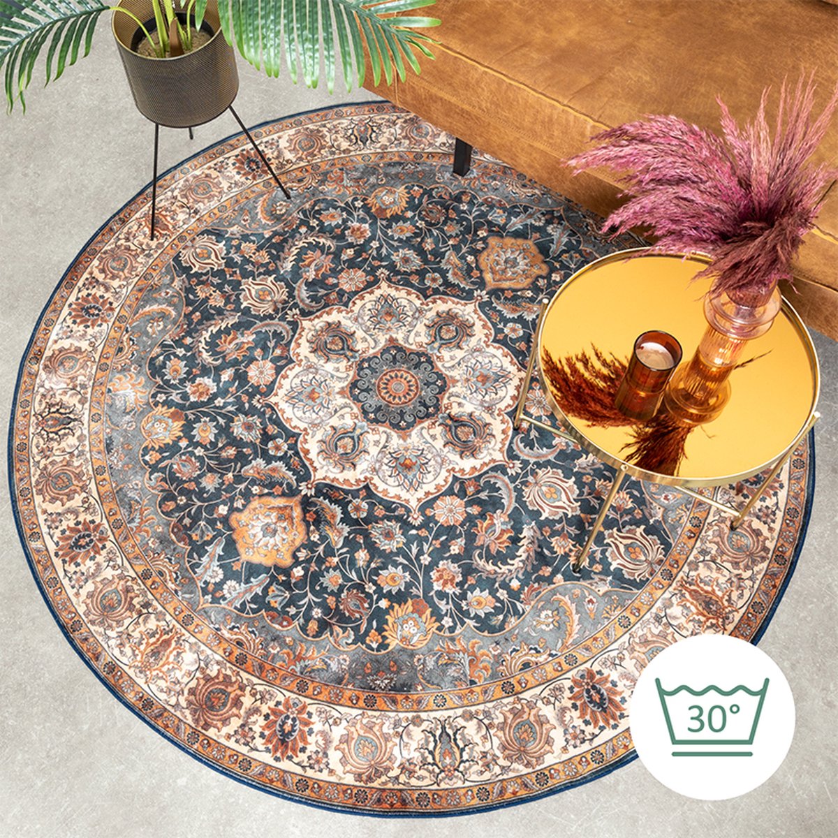 FRAAI Rond vintage vloerkleed - Imagine Medaillon Rustiek | Rijk - Ø 200cm