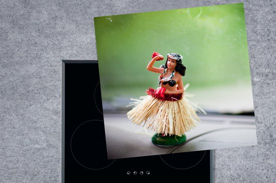 KitchenYeah® Inductie beschermer 78x78 cm - Hula danseres op dashboard - Kookplaataccessoires - Afdekplaat voor kookplaat - Inductiebeschermer - Inductiemat - Inductieplaat mat