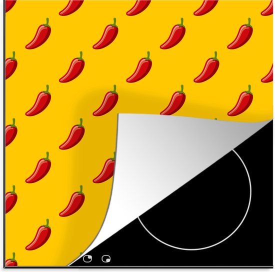 KitchenYeah® Inductie beschermer 78x78 cm - Patroon van hete pepers - Kookplaataccessoires - Afdekplaat voor kookplaat - Inductiebeschermer - Inductiemat - Inductieplaat mat