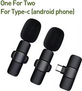 TechU™ 2 Stuks Mini Draadloze Microfoon – voor Android – USB C Aansluiting – Interviews Opnemen – Met Clip – Zwart