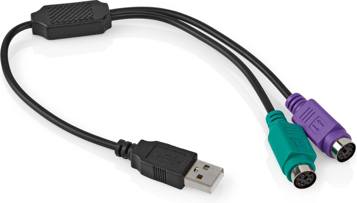 USB naar PS/2 verloopstekker - 2.0 - USB A male - 2x PS/2 female - 0.3 meter - Allteq