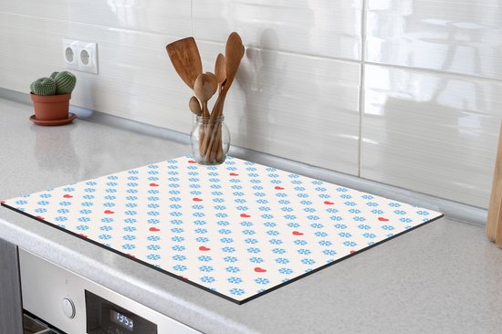 KitchenYeah® Inductie beschermer 78x78 cm - Sneeuwvlok - Hart - Winter - Patronen - Kookplaataccessoires - Afdekplaat voor kookplaat - Inductiebeschermer - Inductiemat - Inductieplaat mat