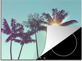 KitchenYeah® Inductie beschermer 70x52 cm - Palmbomen - Zomer - Zon - Kookplaataccessoires - Afdekplaat voor kookplaat - Inductiebeschermer - Inductiemat - Inductieplaat mat