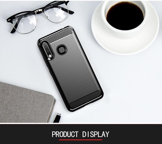 Coque Cadorabo pour Samsung Galaxy A70e en Zwart Brossé - Housse de protection en silicone TPU flexible aspect acier inoxydable-fibre de carbone Case Cover