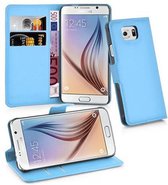 Cadorabo Hoesje geschikt voor Samsung Galaxy S6 in PASTEL BLAUW - Beschermhoes met magnetische sluiting, standfunctie en kaartvakje Book Case Cover Etui