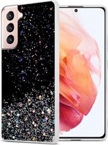 Cadorabo Hoesje geschikt voor Samsung Galaxy S21 5G in Zwart met Glitter - Beschermhoes van flexibel TPU silicone met fonkelende glitters Case Cover Etui