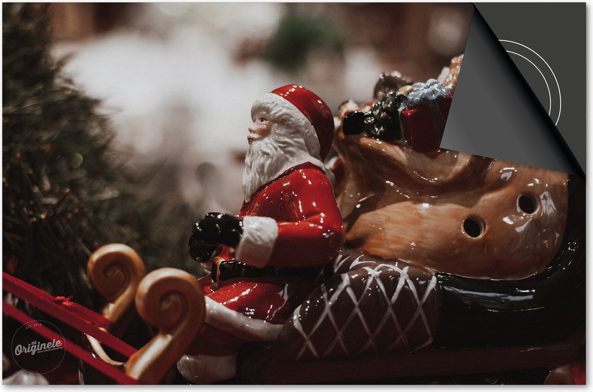 Inductie beschermer 76x51,5 - afdekplaat inductie mat - Dietrix Kookplaat beschermer - Exclusief - Feestdagen - Kerstman in kerstboom