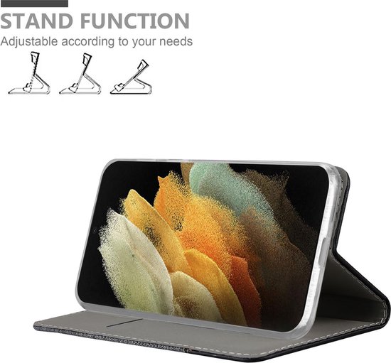 Coque Cadorabo pour Samsung Galaxy S21 ULTRA en GRIS NOIR - Coque de protection avec fermeture magnétique
