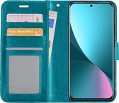 Hoes Geschikt voor Xiaomi 12 Hoesje Book Case Hoes Flip Cover Wallet Bookcase - Turquoise
