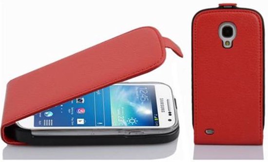 Cadorabo Hoesje geschikt voor Samsung Galaxy S4 MINI in INFERNO ROOD - Beschermhoes in flip-design Case Cover van getextureerd imitatieleer