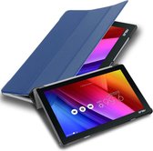 Cadorabo Tablet Hoesje voor Asus ZenPad 10 (10.1 inch) in JERSEY DONKER BLAUW - Ultra dun beschermend geval met automatische Wake Up en Stand functie Book Case Cover Etui