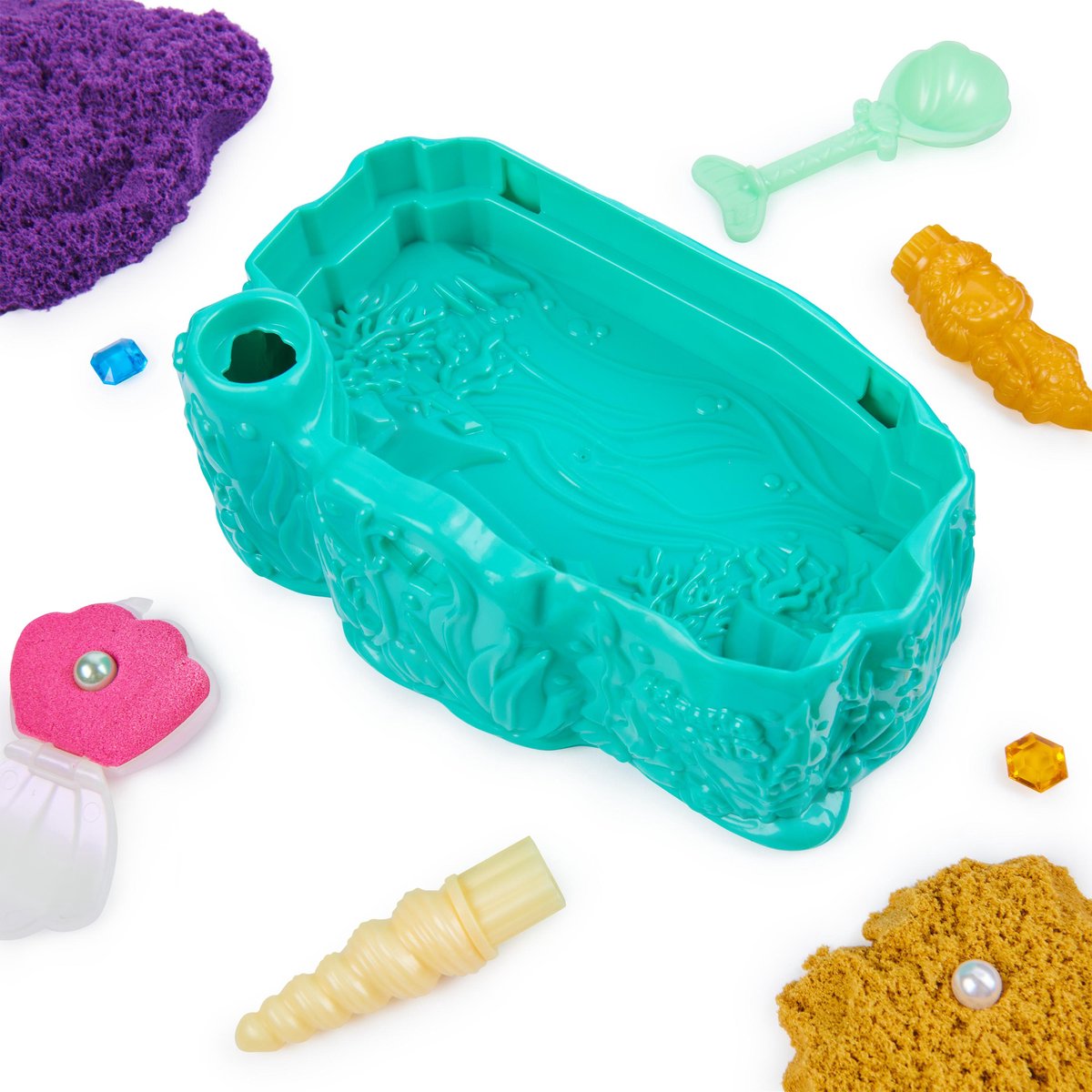 Kinetic Sand - Kristal Zeemeermin-speelset met 481 g goudkleurig glinsterend orig ineel kinetisch zandmet opbergbak en gereedschap - Sensoriche speelgoed — afbeelding 2