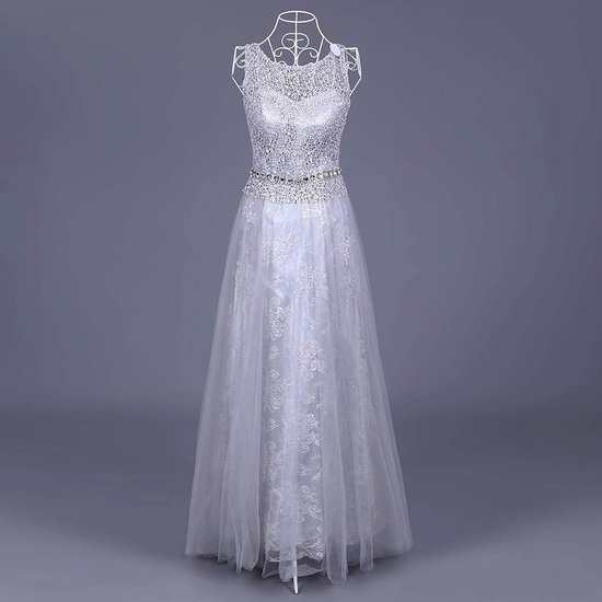 Metalen etalagepop - Vrouwelijke buste - Kleermakersborst - 114-170 cm - In hoogte verstelbaar - Vintage - Wit