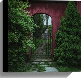 Canvas - Rode Poort Doorgang - 30x30 cm Foto op Canvas Schilderij (Wanddecoratie op Canvas)