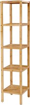Badkamerrek - Met 5 verdiepingen - Van bamboe - Staand rek - Keukenrek - 33 x 33 x 146 cm - Smal