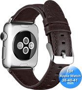 Bandje - Leer - geschikt voor Apple watch 38/40/41MM - Donker Bruin