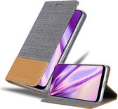 Cadorabo Hoesje voor Samsung Galaxy A20s in LICHTGRIJS BRUIN - Beschermhoes met magnetische sluiting, standfunctie en kaartvakje Book Case Cover Etui