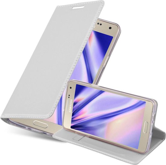 Étui Cadorabo pour Samsung Galaxy A3 2015 en ARGENT CLASSY - Housse de protection avec fermeture magnétique, fonction support et poche pour cartes Book Case Cover Etui