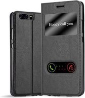 Cadorabo Hoesje voor Huawei P10 in KOMEET ZWART - Beschermhoes met magnetische sluiting, standfunctie en 2 kijkvensters Book Case Cover Etui