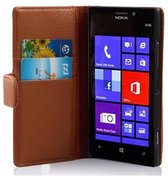 Cadorabo Hoesje geschikt voor Nokia Lumia 925 in COGNAC BRUIN - Beschermhoes van getextureerd kunstleder en kaartvakje Book Case Cover Etui